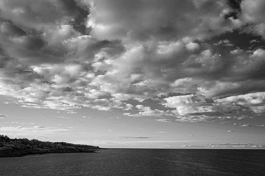 Infrared Photo of Headland, Sea, and Sky.